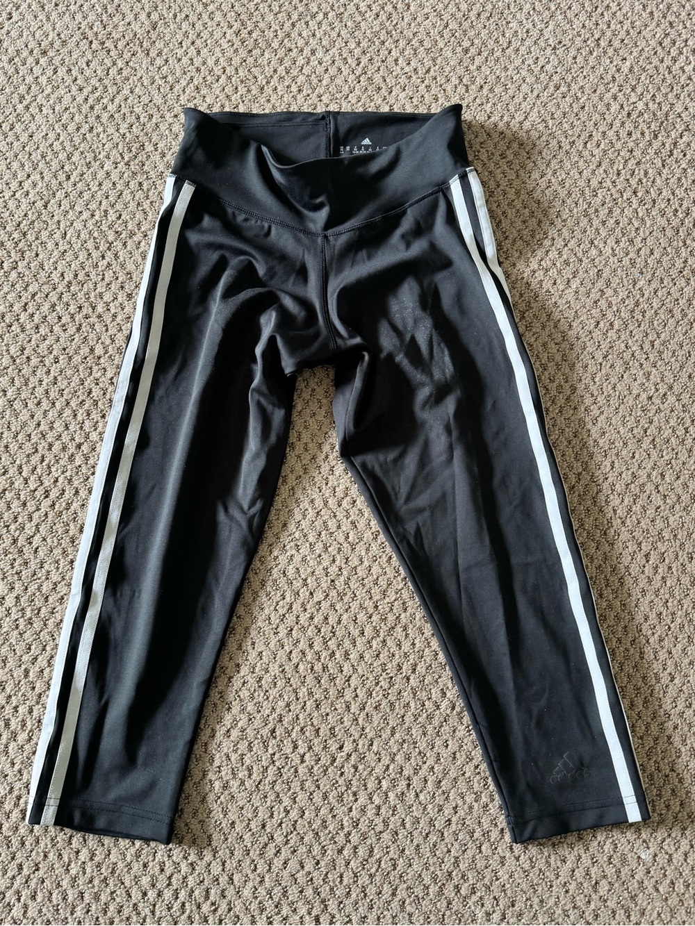 adidas Black Capris with White Side Stripes